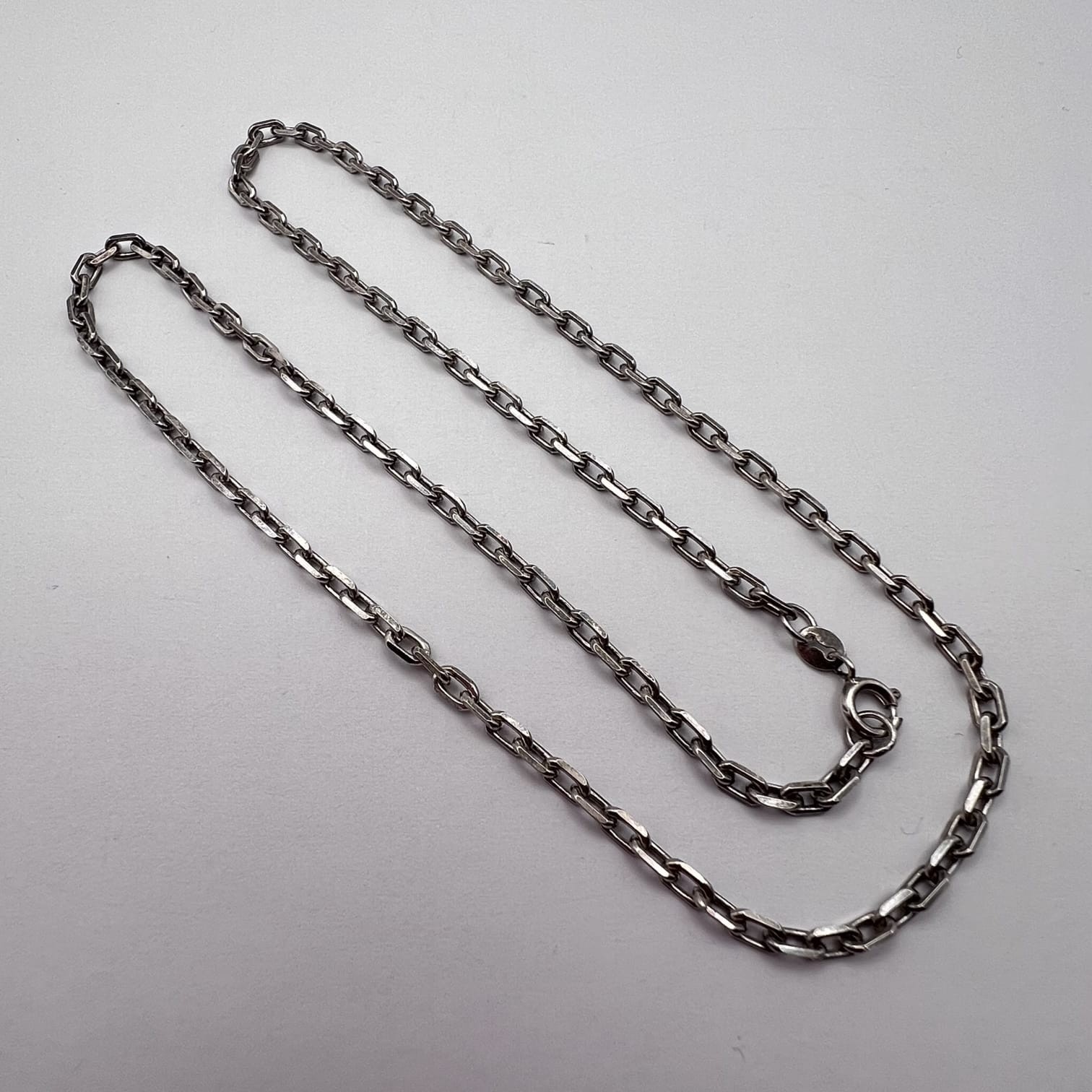 Vintage 925 Sterling Silver Chain Necklace Solid Link Design Mraked 10.4g