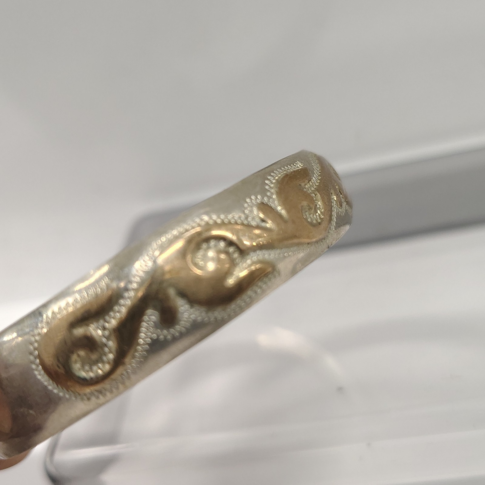 Vintage 925 Sterling Silver Gold Tone Scroll Wave Cuff Bracelet Textured 12.09g