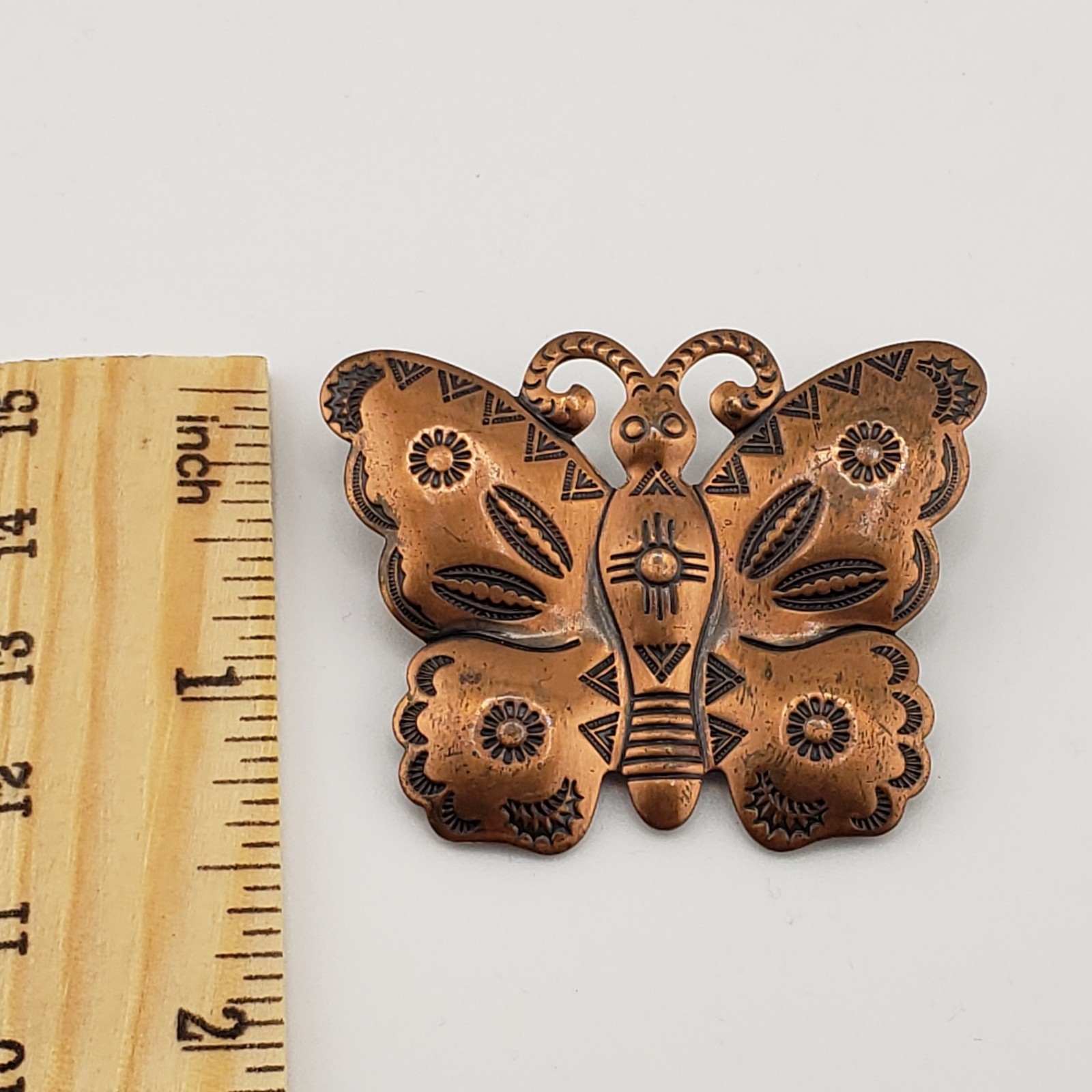 Copper Color Butterfly Pin Brooch Concha Style Mariposa Southwest Boho Western