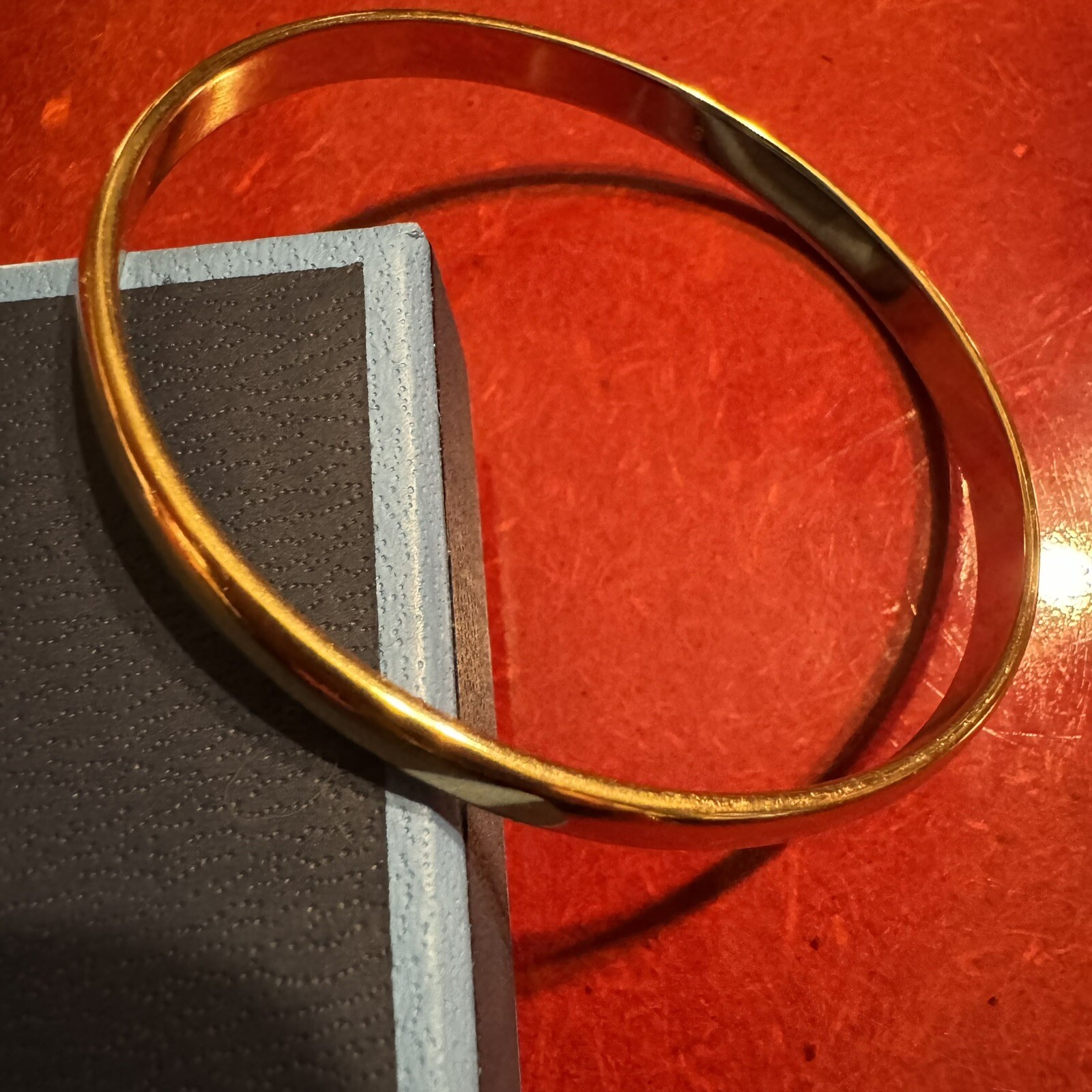 Vintage Monet Classic Gold Tone Bangle 7 1/4”, 5mm Wide