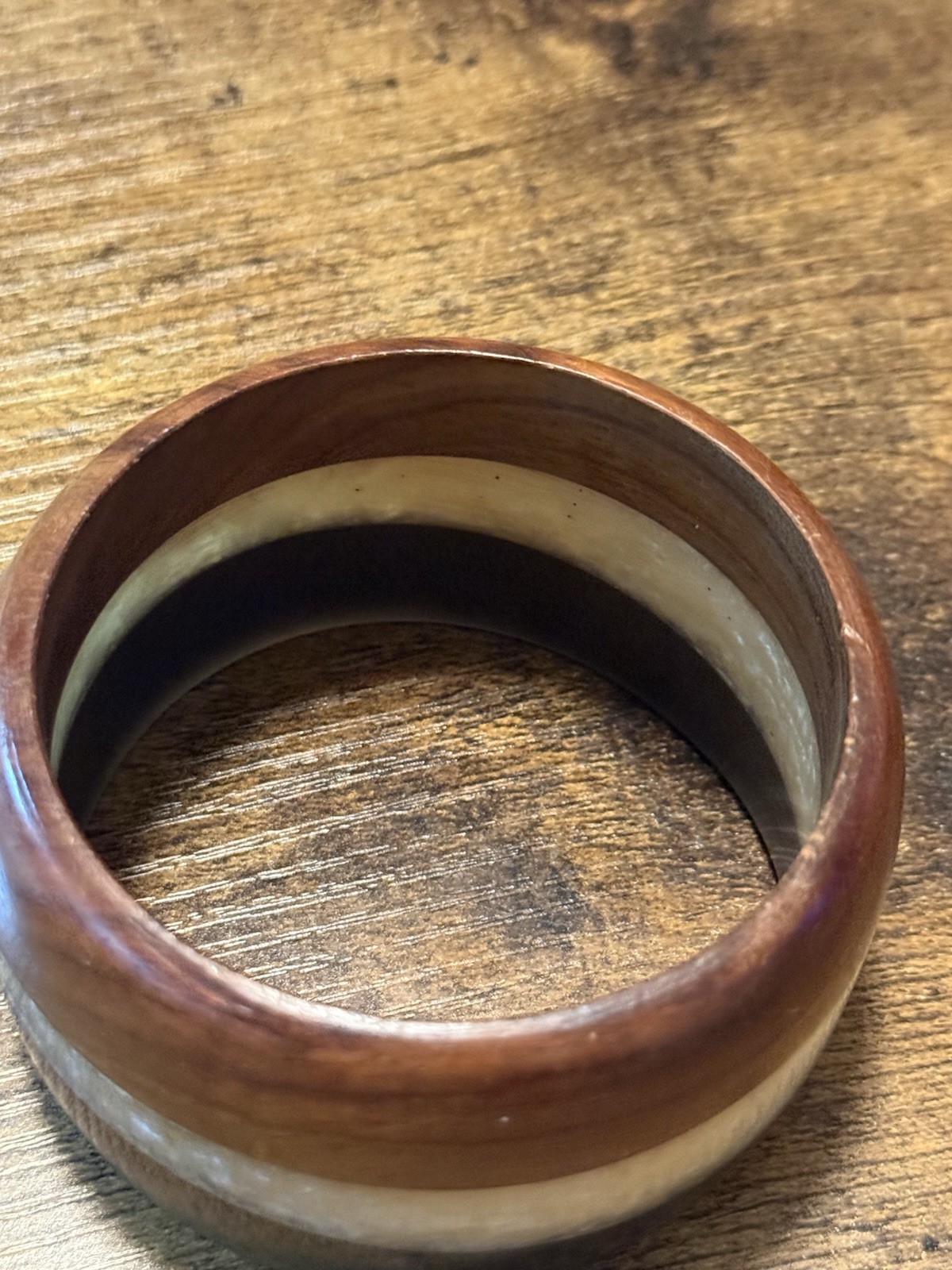 Vintage Lucite And Wood Bangle Bracelet