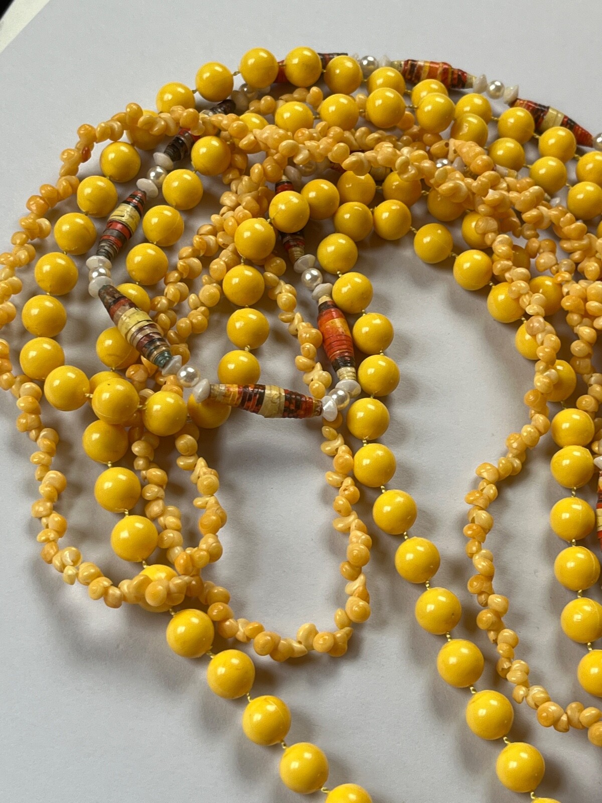 Vintage Lot of Solid Round Sunny Yellow Plastic & Tiny Faux Popcorn Plastic &