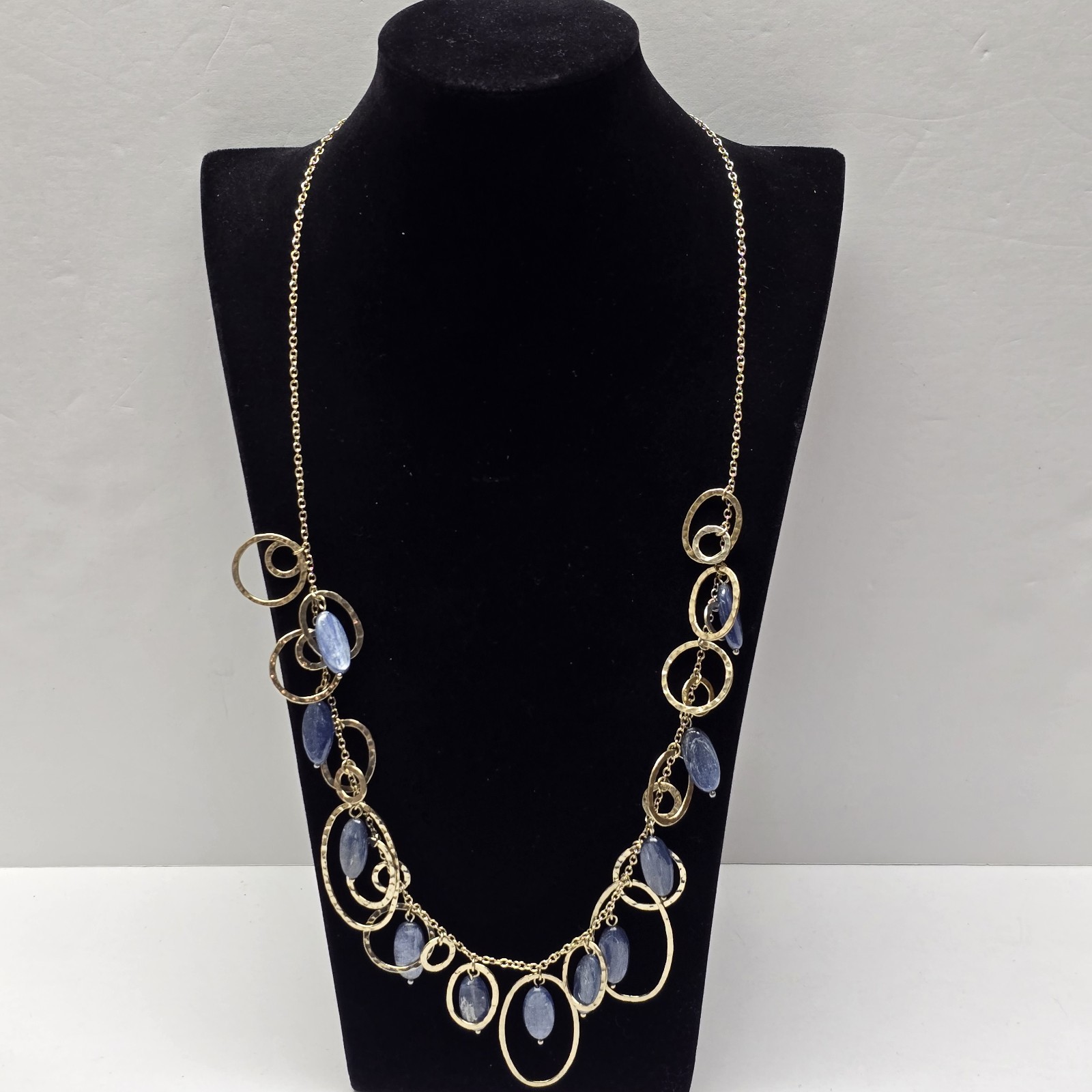 Vintage Coldwater Creek Jewelry Silvertone Chain Hoops Dangles Necklace 26″