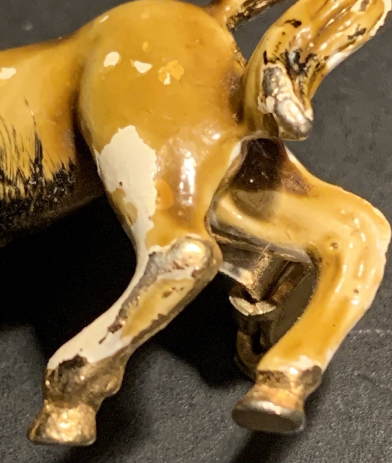 Gold Tone Enamel Paint Horse Equestrian Brooch Vintage