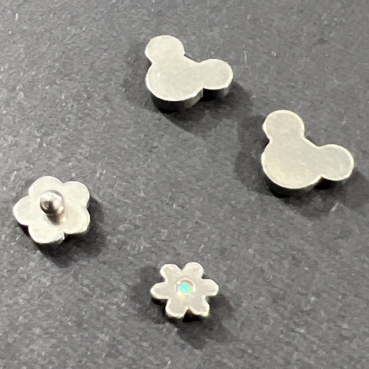 Micky Mouse And Flower Earrings Vintage 2 Screw Back Sets