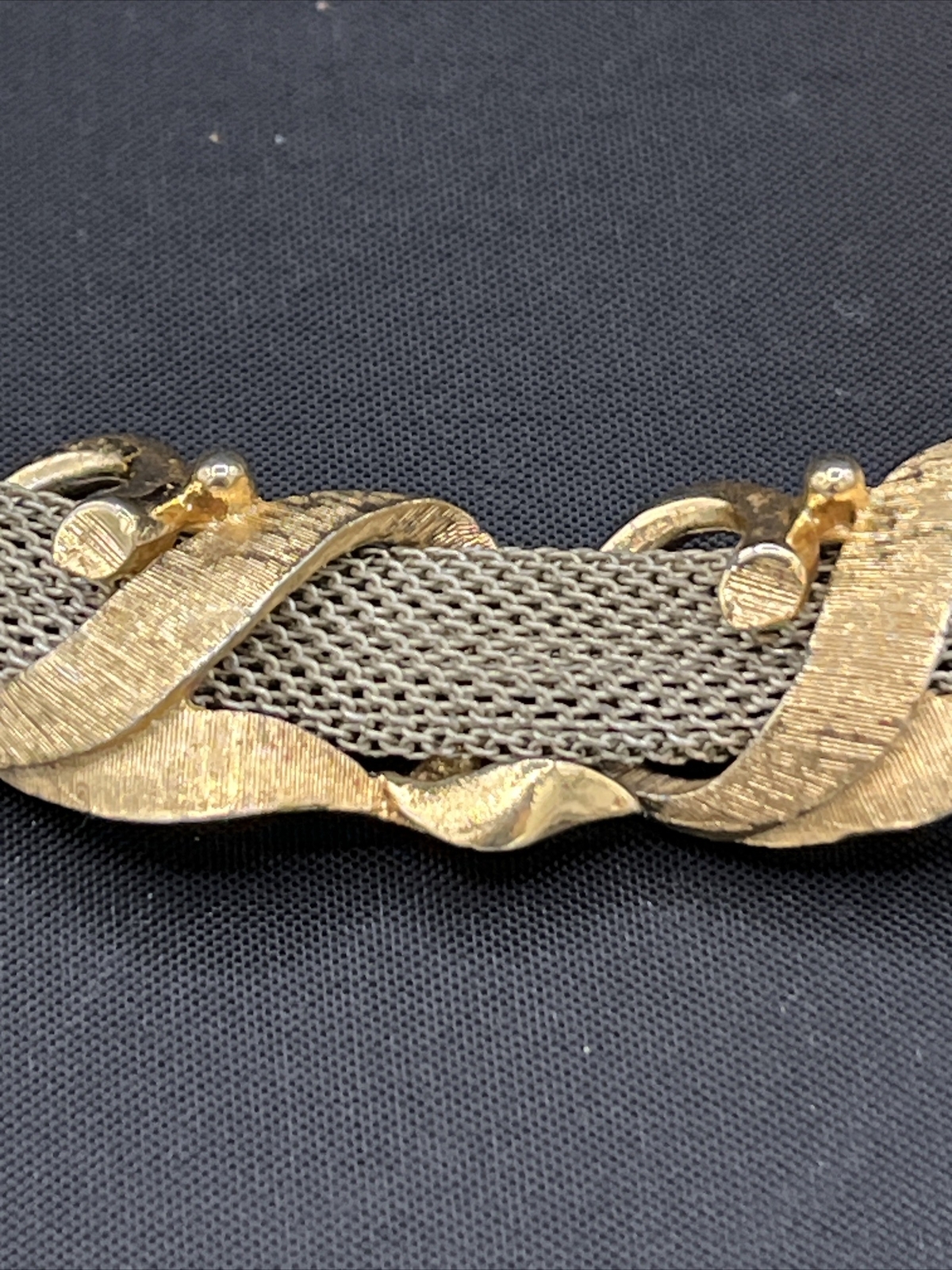 Vintage Silver Tone Chain Mail Link Choker Necklace Gold Articulated Links 14”