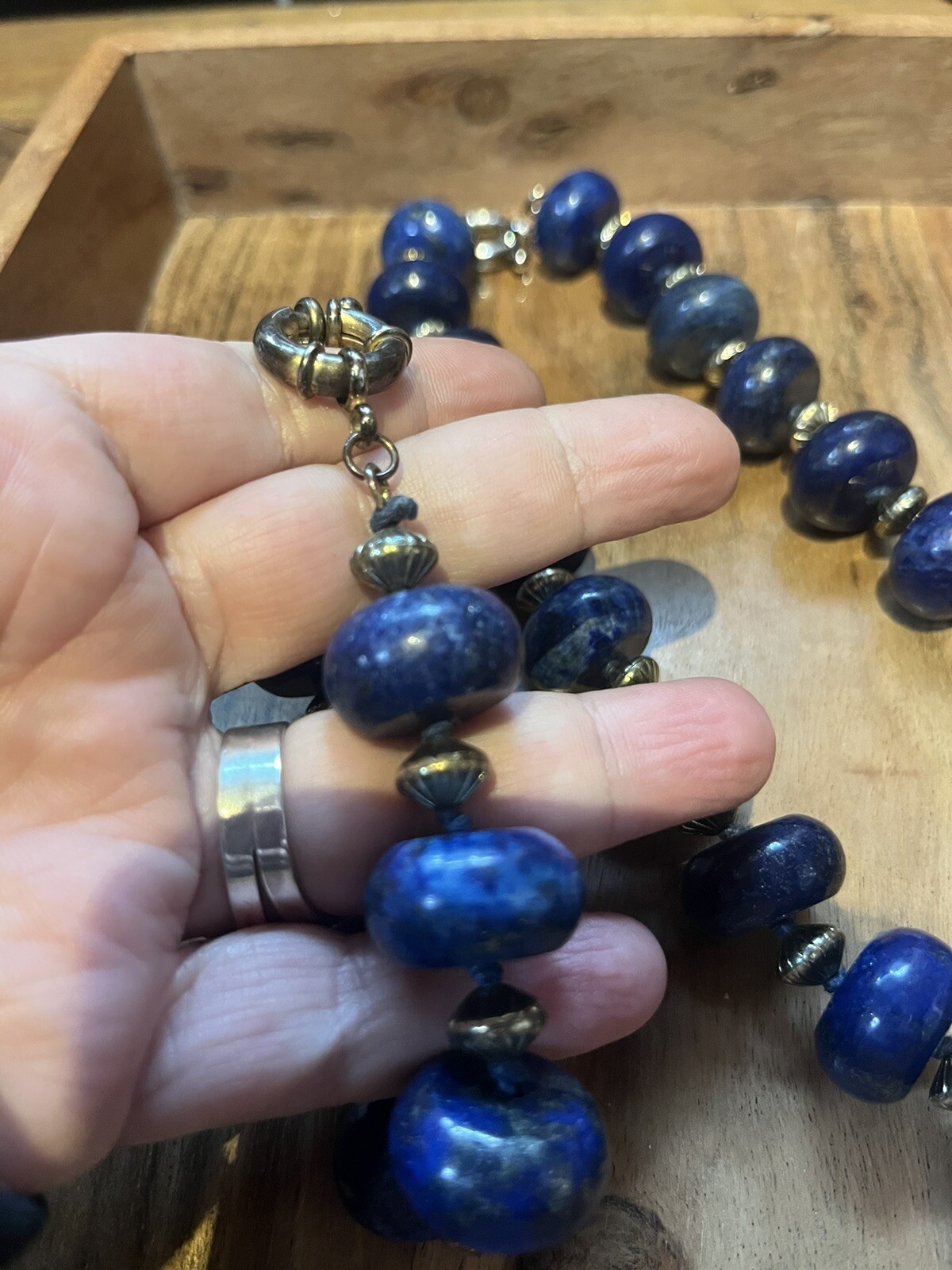 Vintage South Western Sterling and Lapis Necklace And Bracelet Set
