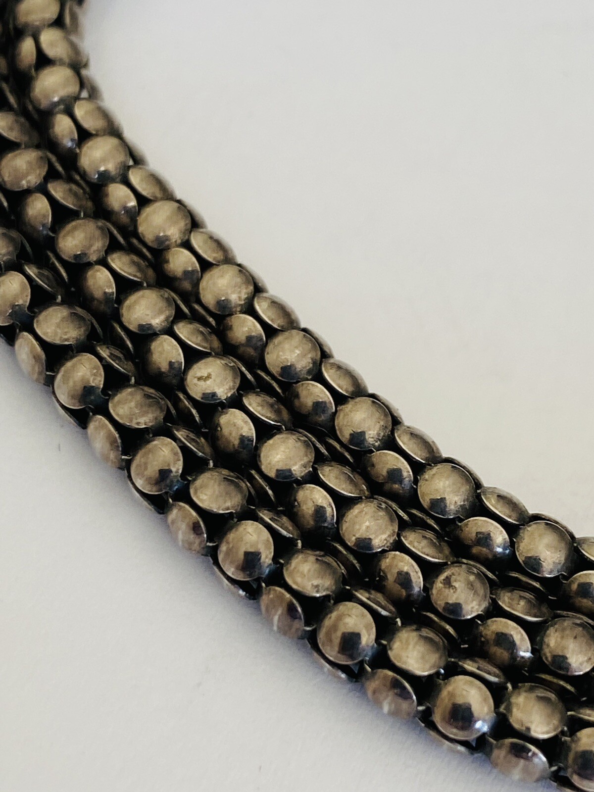 Vintage Italy Sterling Silver 3-Strands Popcorn Chain Toggle Necklace 36-Grams