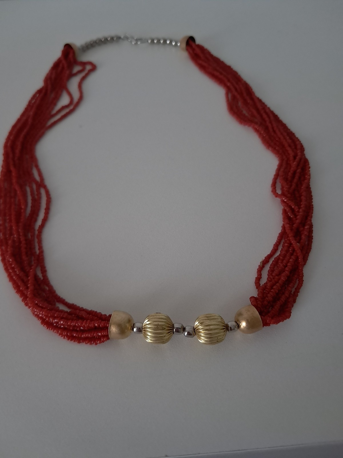 Boho Multi-Strand Red Coral Necklace Mediterranean Ethnic Style 40g