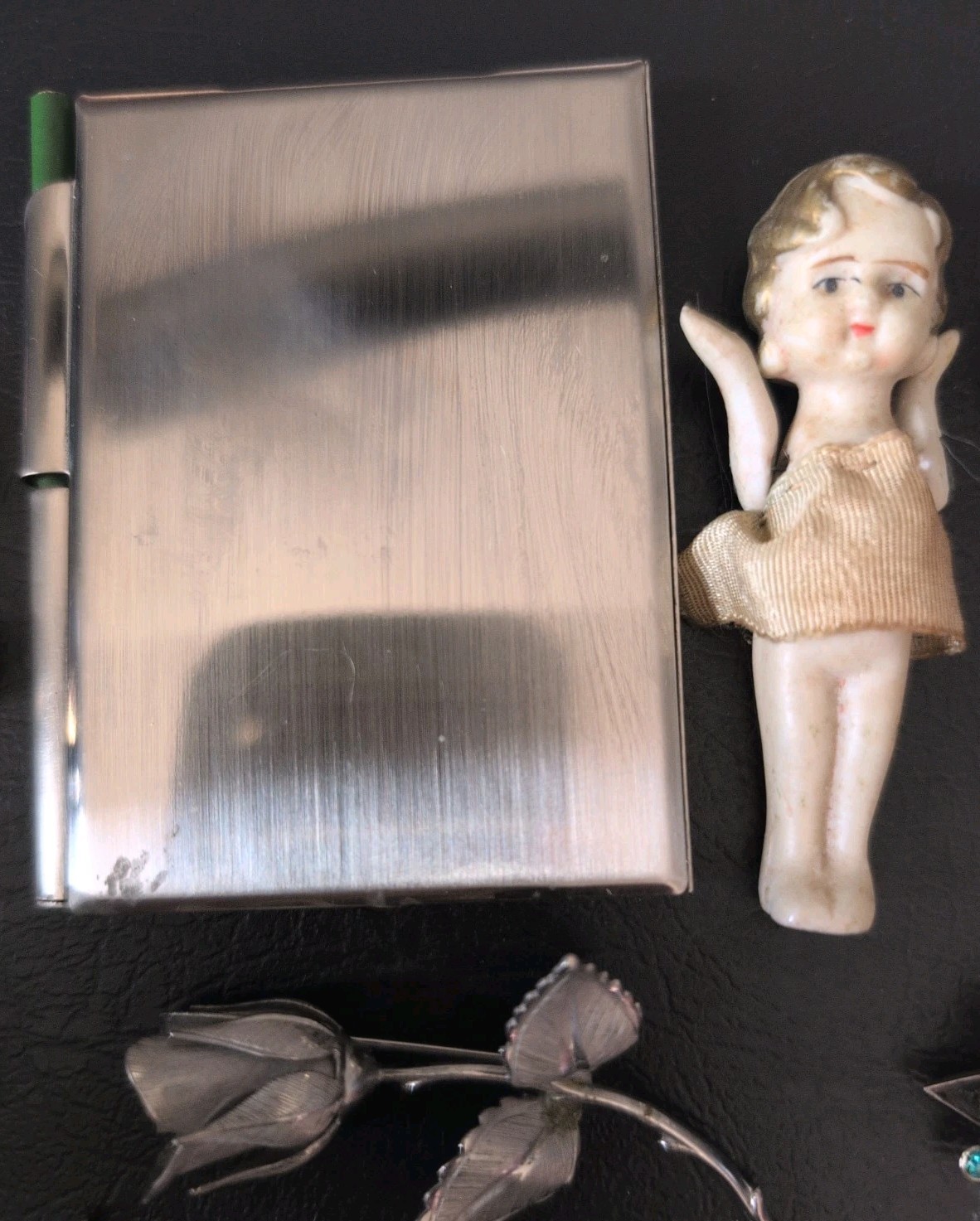 Vintage Mid Century Mod Estate Jewelry Lot Brooch Earrings Larimar Bracelet Doll