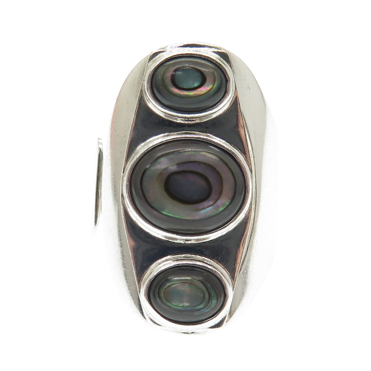 DOMINIQUE DINOUART Sterling Silver Vintage Mexico Abalone Shell Ring Size 11.5