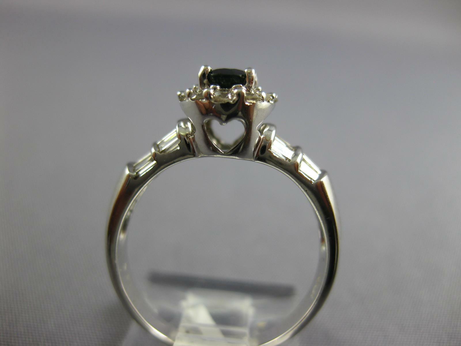 1.52CT DIAMOND AAA SAPPHIRE 14K WHITE GOLD OVAL ROUND & BAGUETTE FRIENDSHIP RING