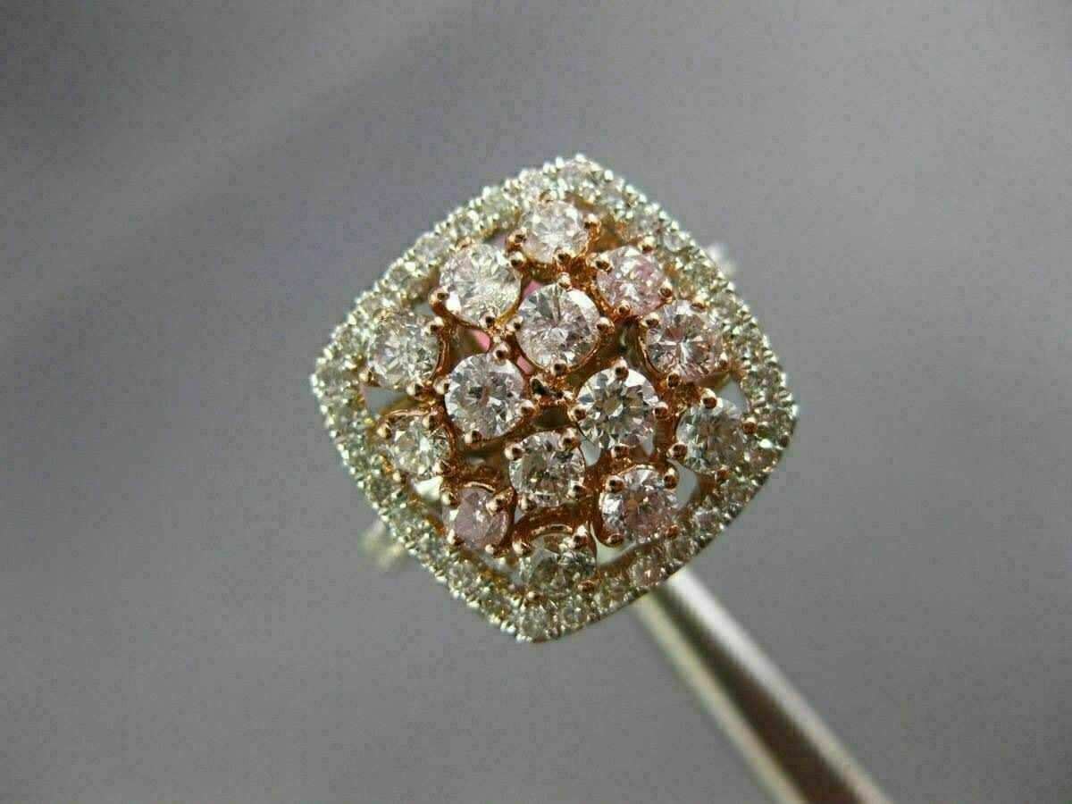 ESTATE 1.24CT WHITE & PINK DIAMOND 18K WHITE & ROSE GOLD SQUARE ANNIVERSARY RING
