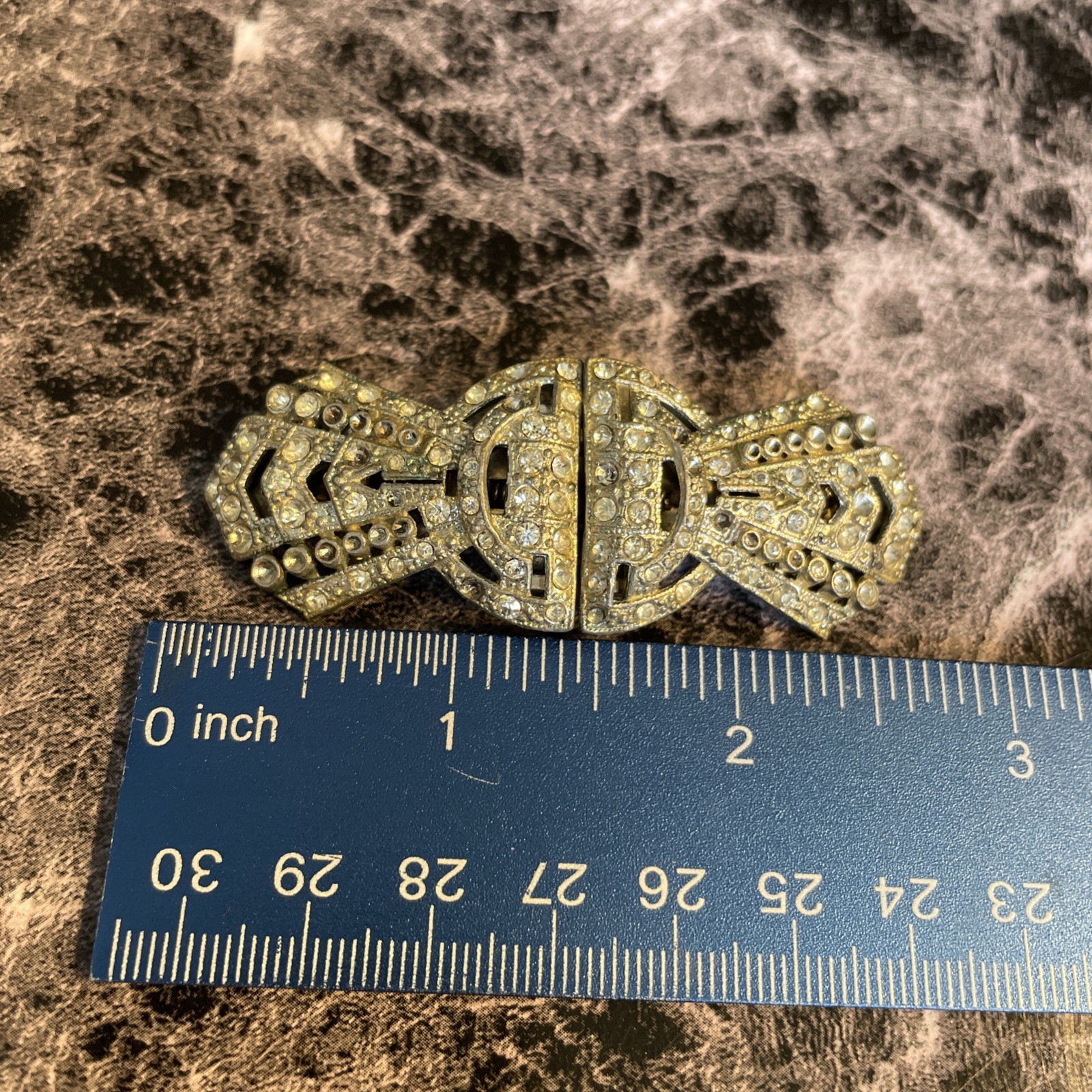 Vintage Coro Duette Art Deco Dress Clip Brooch Pin Missing Rhinestones KC-4