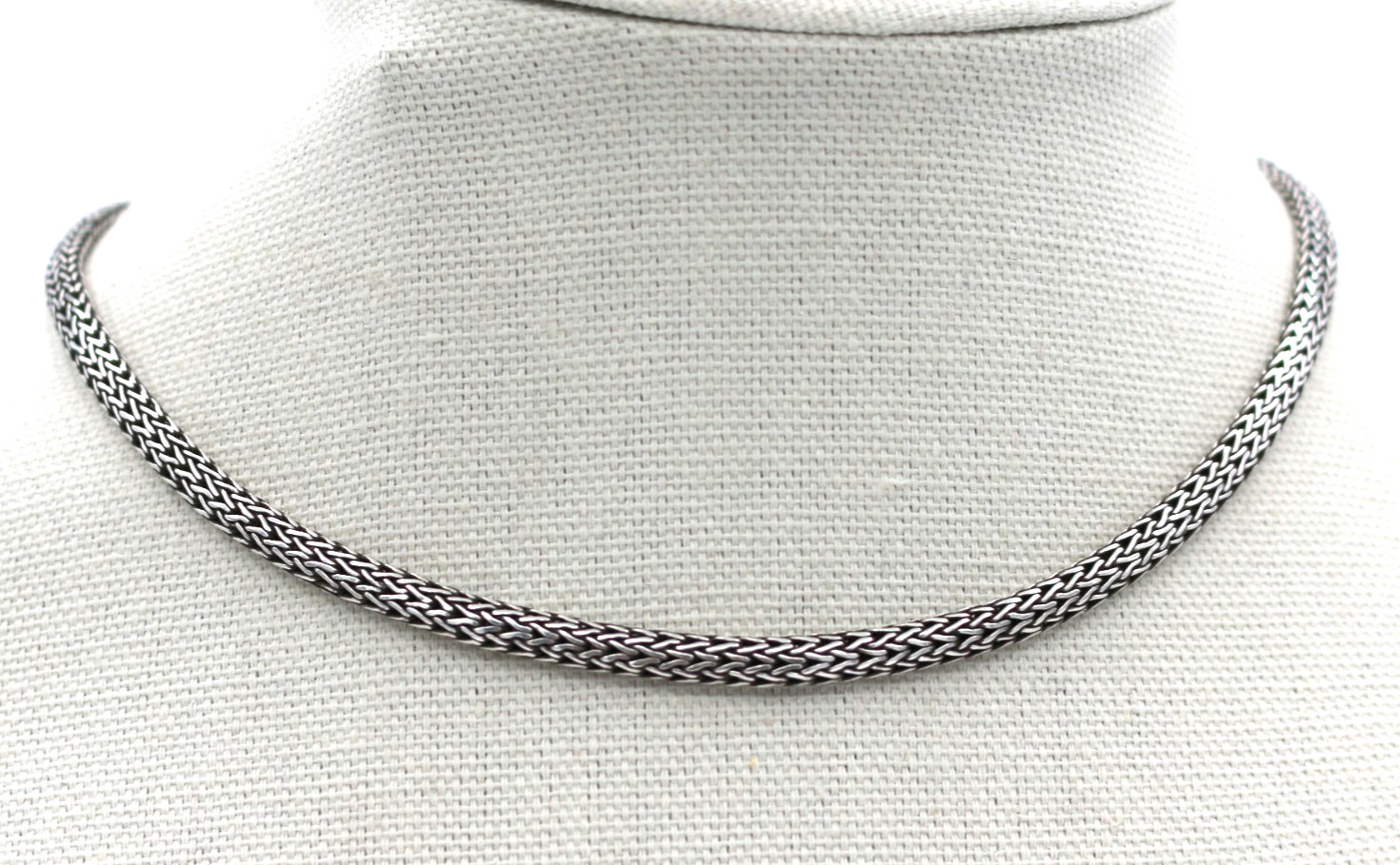 VTG John Hardy Sterling Silver 925 4.8mm Woven Spiga Wheat Chain Necklace 16”