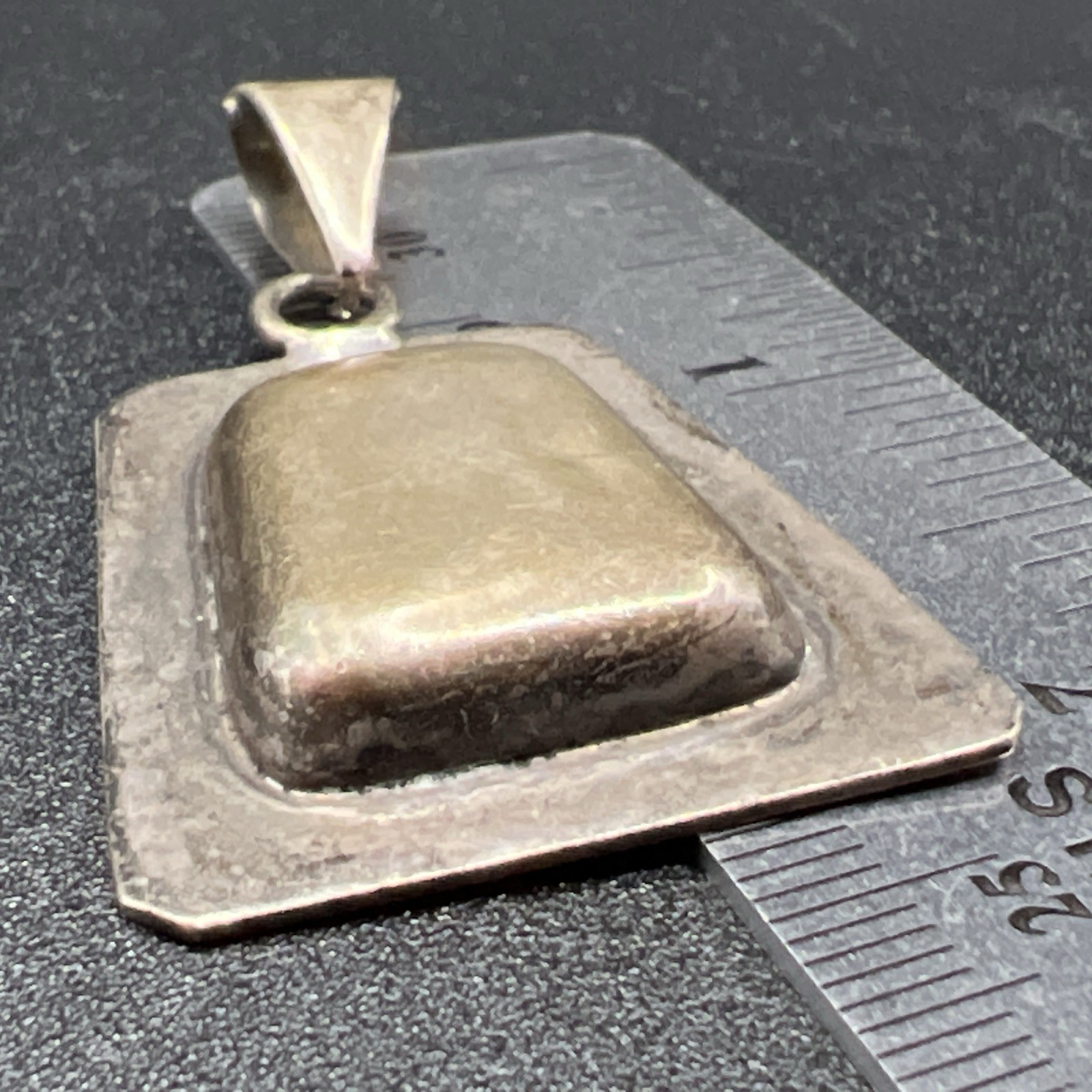 925 Sterling Silver VTG Modernist Pendant ~ Heavy Patina ~ ATI Mexico ~ 2” ~ 11g