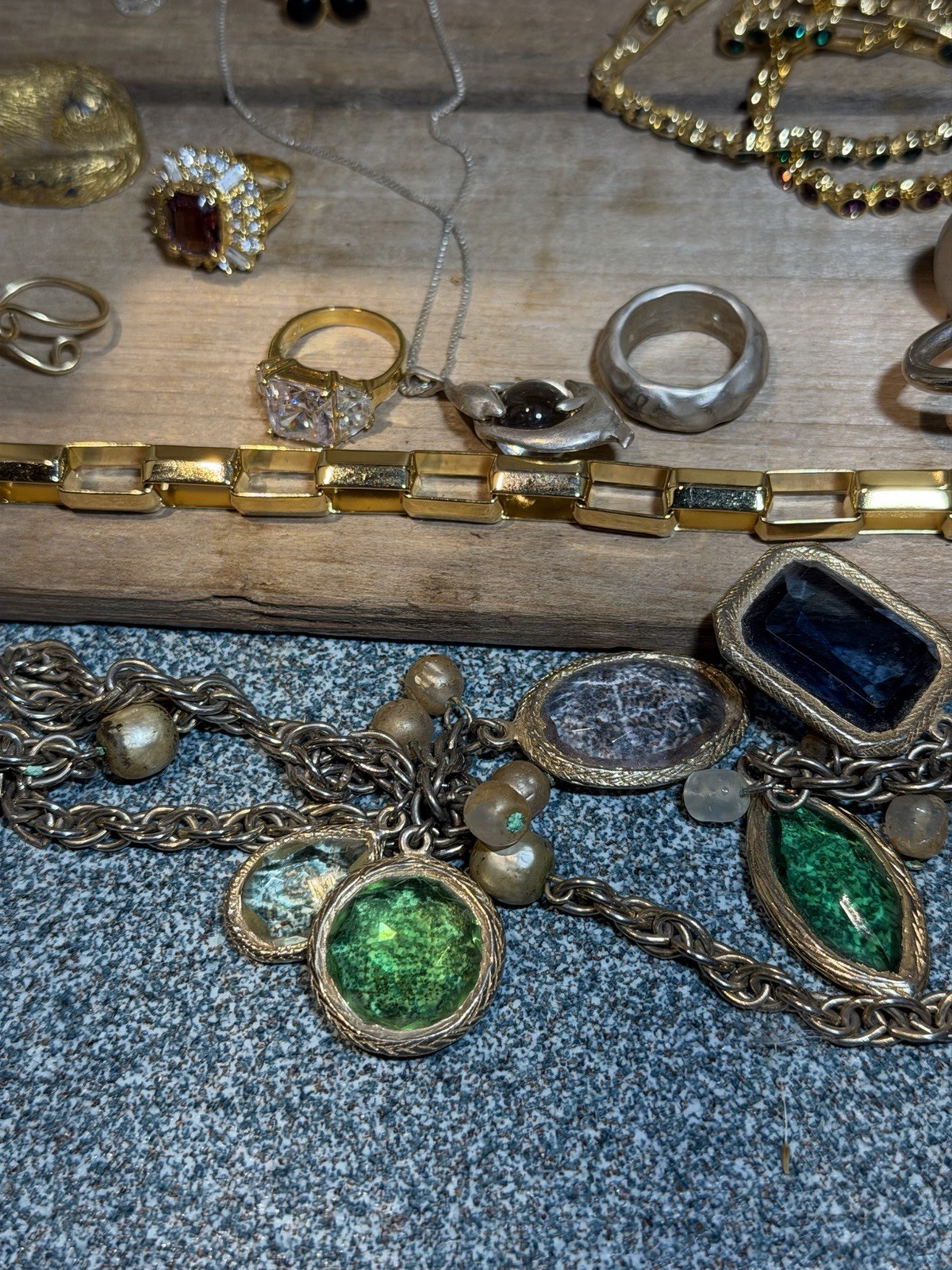Estate Jewelry Lot: Stacking Sterling Rings Jewel Kit Box Vintage Costume