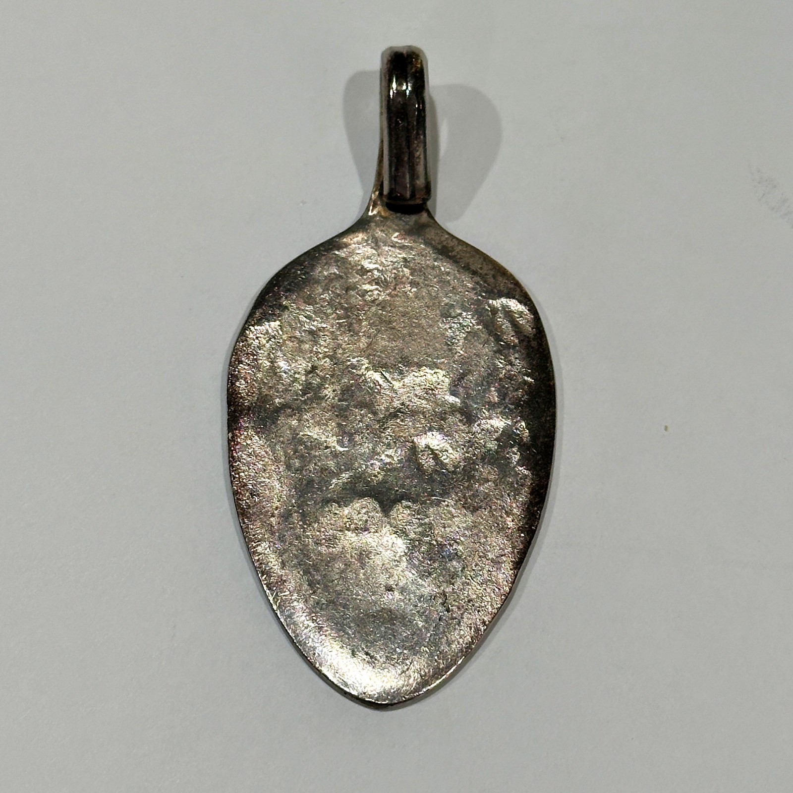 Hand Crafted Silver Plate Engraved Spoon Necklace Pendant Brown Eyed Girl Rogers