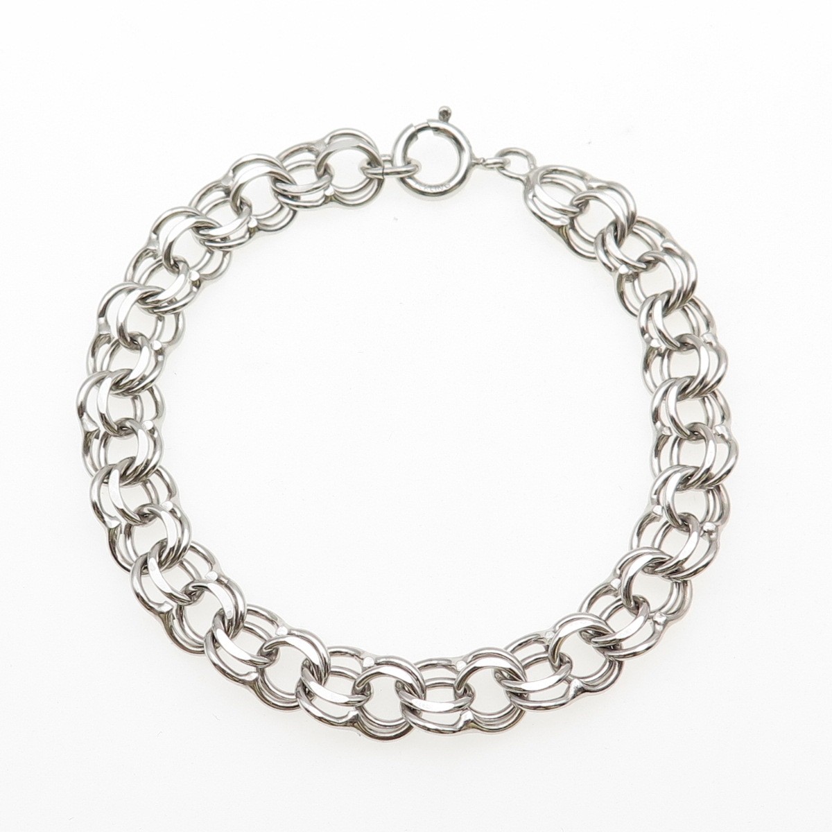 A&Z HAYWARD 925 Sterling Silver Vintage Double Rolo Link Bracelet 7″