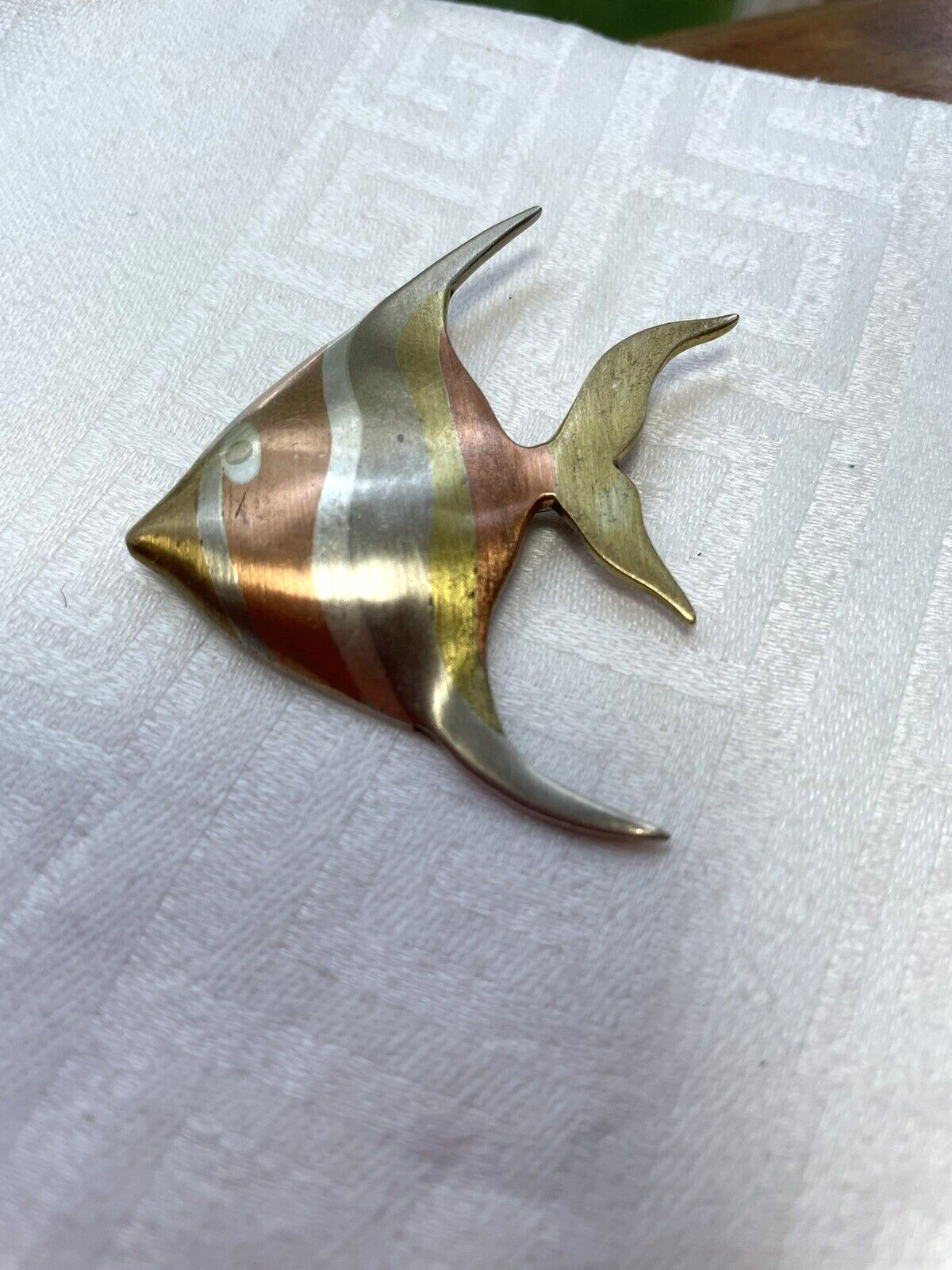 Los Castillo Vintage Mexican Sterling Silver Copper Brass Mixed Metal Fish Pin
