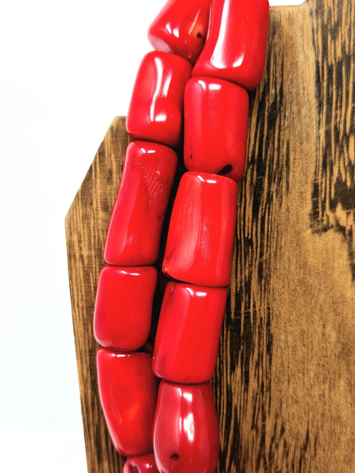 Barse Genuine Sea Bamboo Red Coral Double Strand Statement Necklace Southwestern
