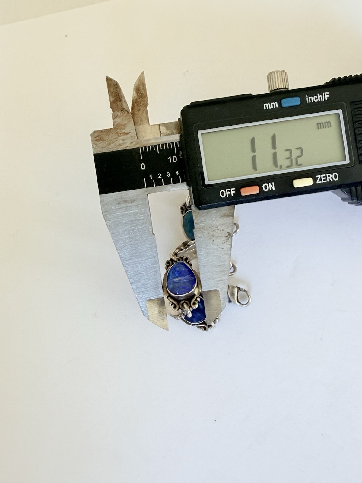 Vintage Sterling Silver Blue Australian Opal Link Bracelet 7”