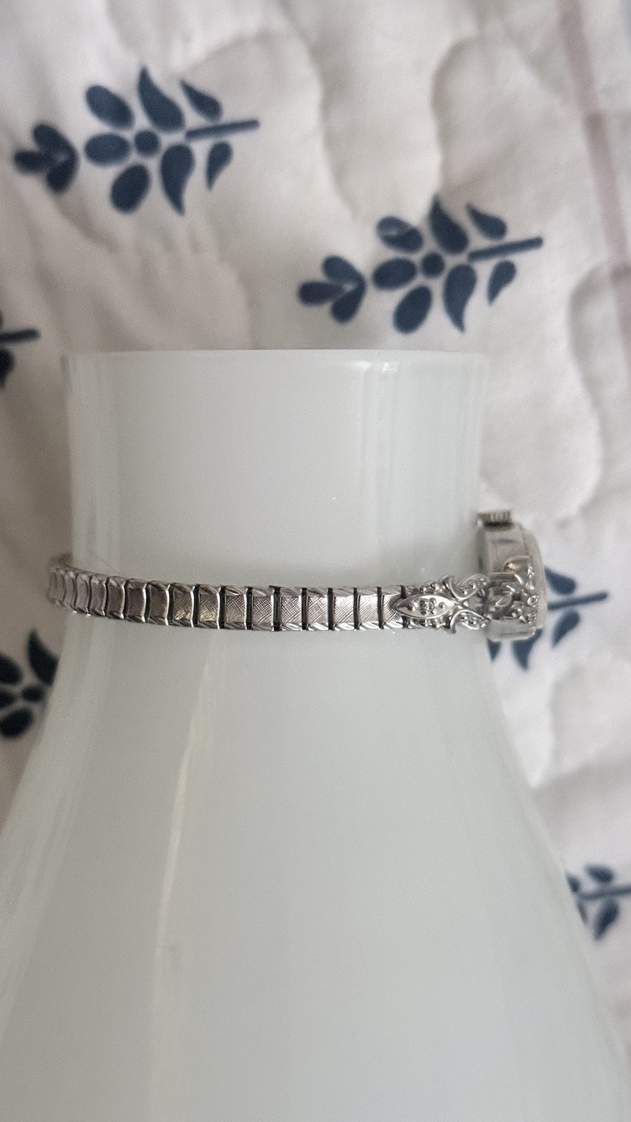 Vintage Bulova Ladies Watch-14K White Gold Cocktail With 8 Lovely Small Diamonds
