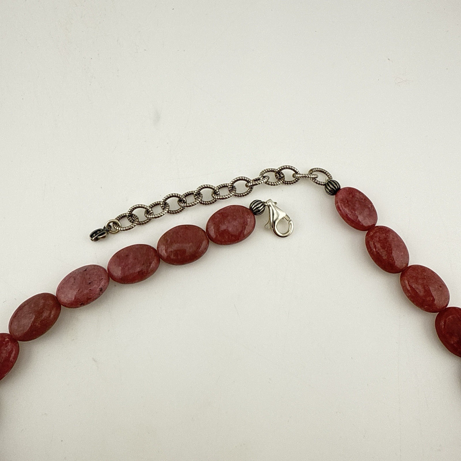 Carolyn Pollack Necklace Set Pink Rhodonite Sterling Silver 925 Pendant Beaded