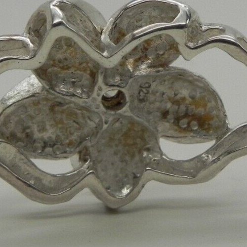 Vintage Sterling Silver Hindged Bangle Floral Bracelet 823-26