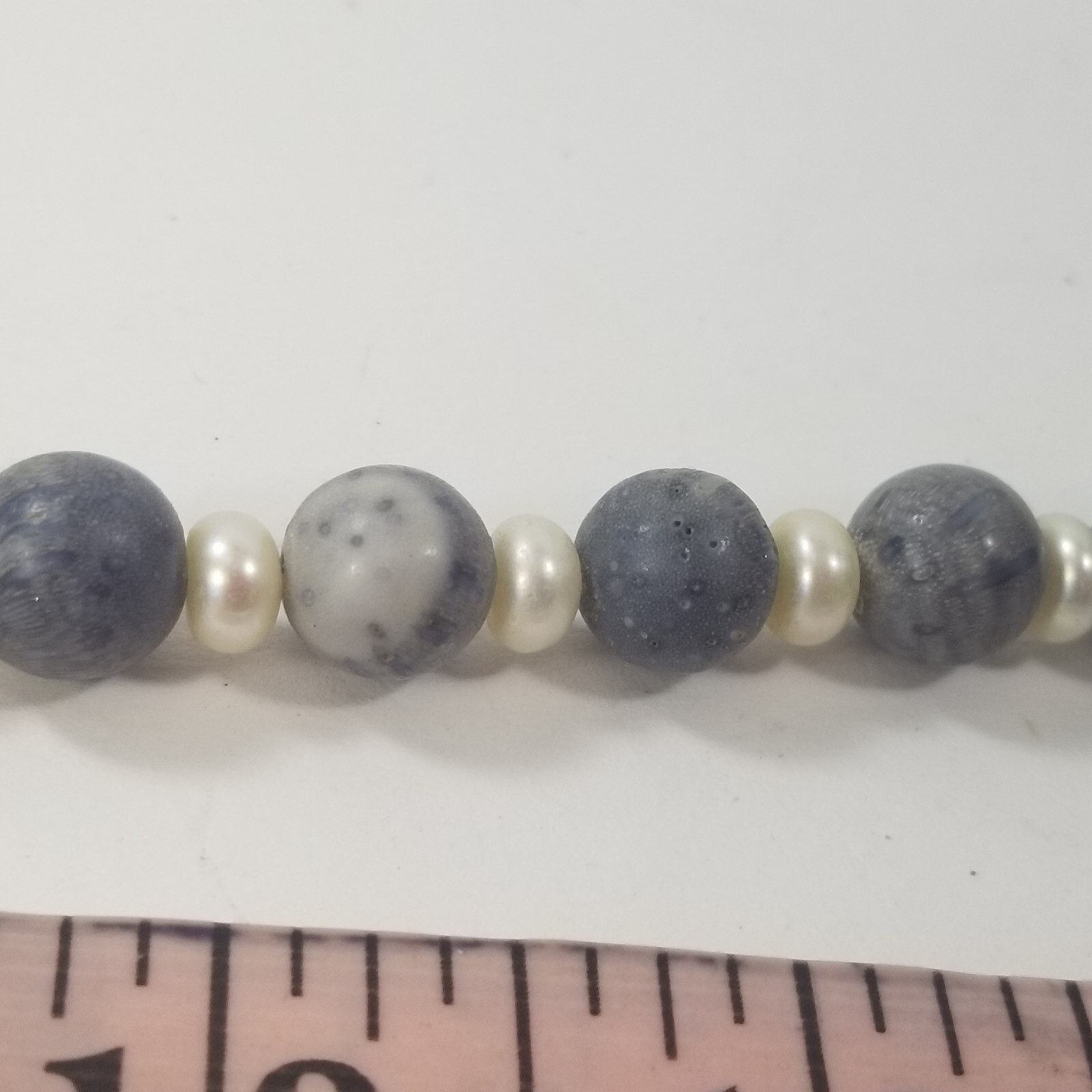 Vintage Pearl and Gray Bead Spacer Statement Necklace 20″