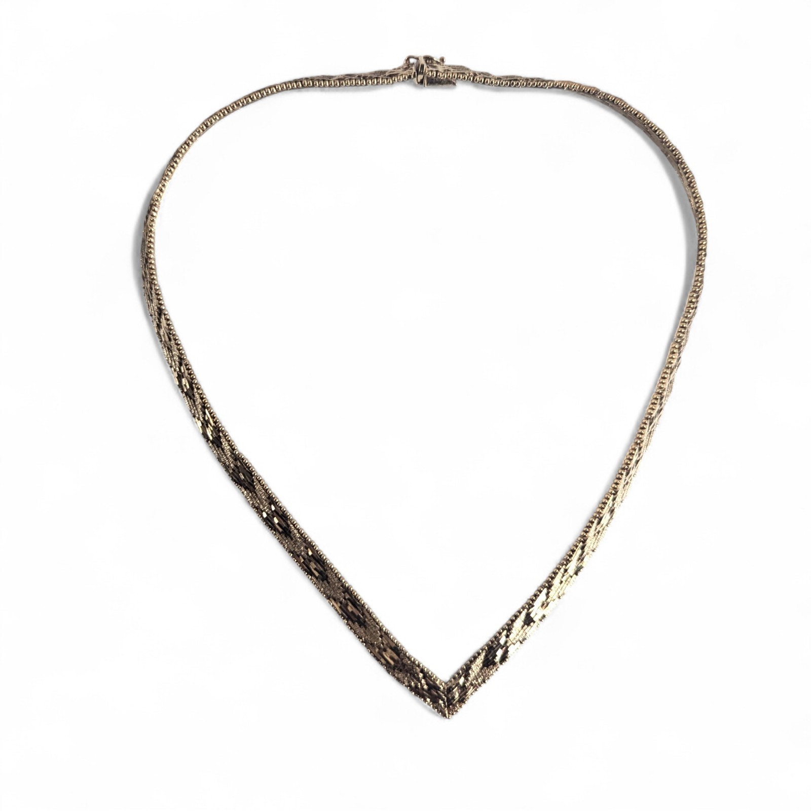 IBB Italian Vermeil Sterling Chevron Mesh Necklace 925 Italy 16″ Vintage Elegant