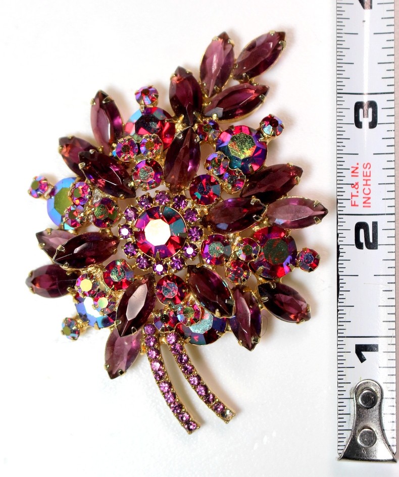 Juliana Ab Red Purple Gorgeous Vintage Brooch Pin