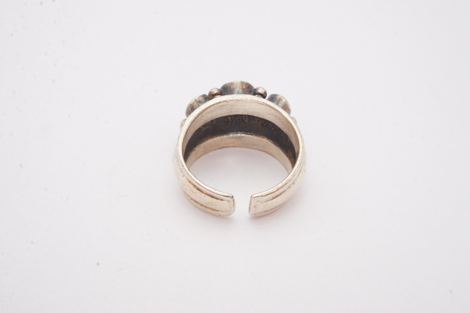 Vintage Sterling Silver 925 Black Onyx Lapis Coral Ring Size 4.25