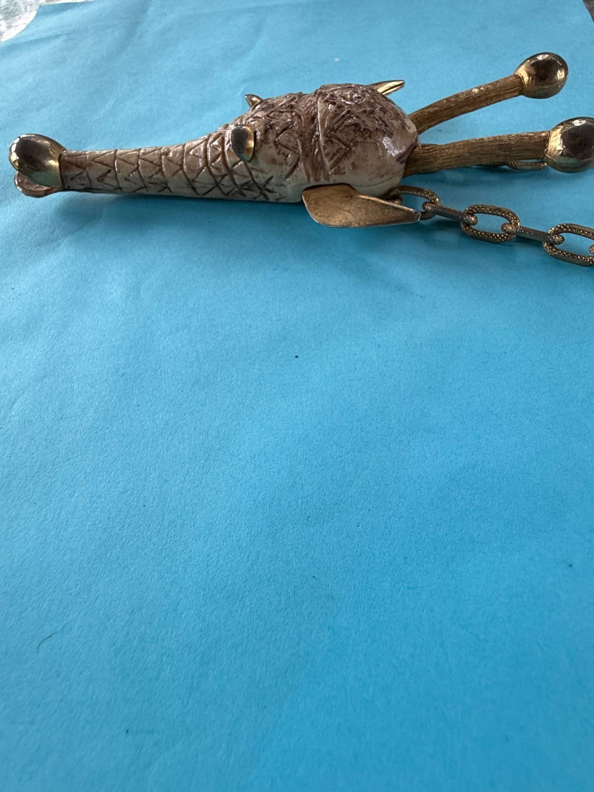 Vintage 1970’s statement Luca Razza Giraffe Resin/Mixed Metal Necklace 32″