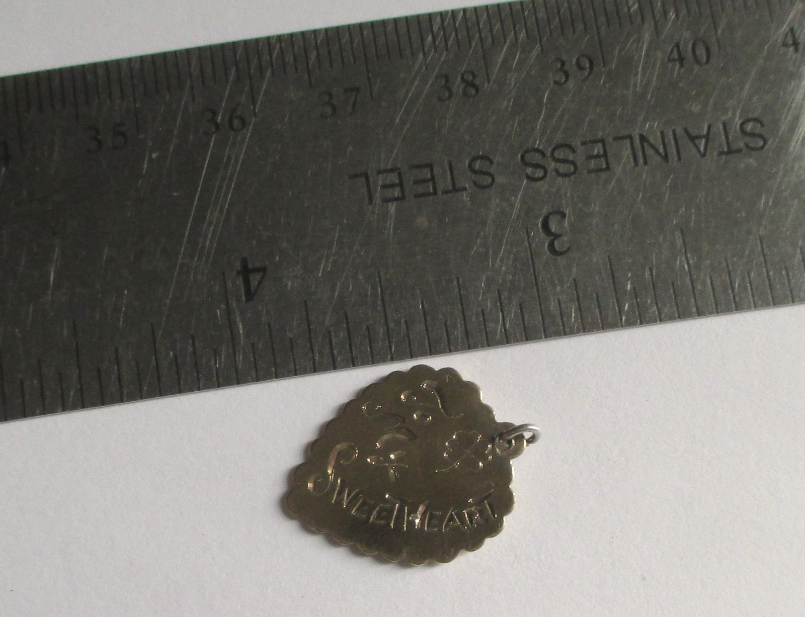 VINTAGE STERLING SILVER TO MY SWEETHEART LOVE TOKEN CHARM CLOVER GOLD WASH