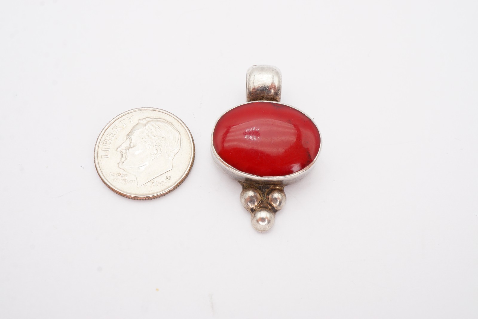 Vintage Mexico Sterling Silver 925 Jasper Pendant ATI