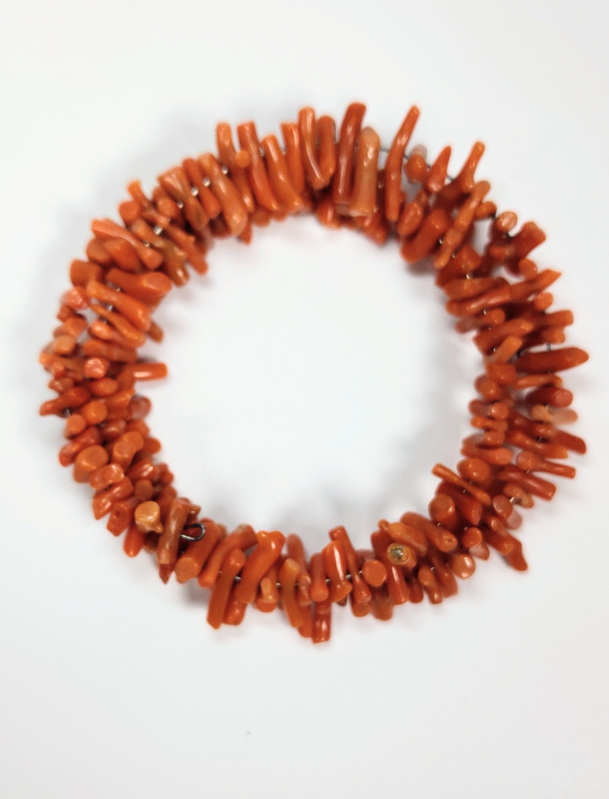 Vintage 1970’s Natural Orange Red Coral Stick Branch Wrap Bracelet