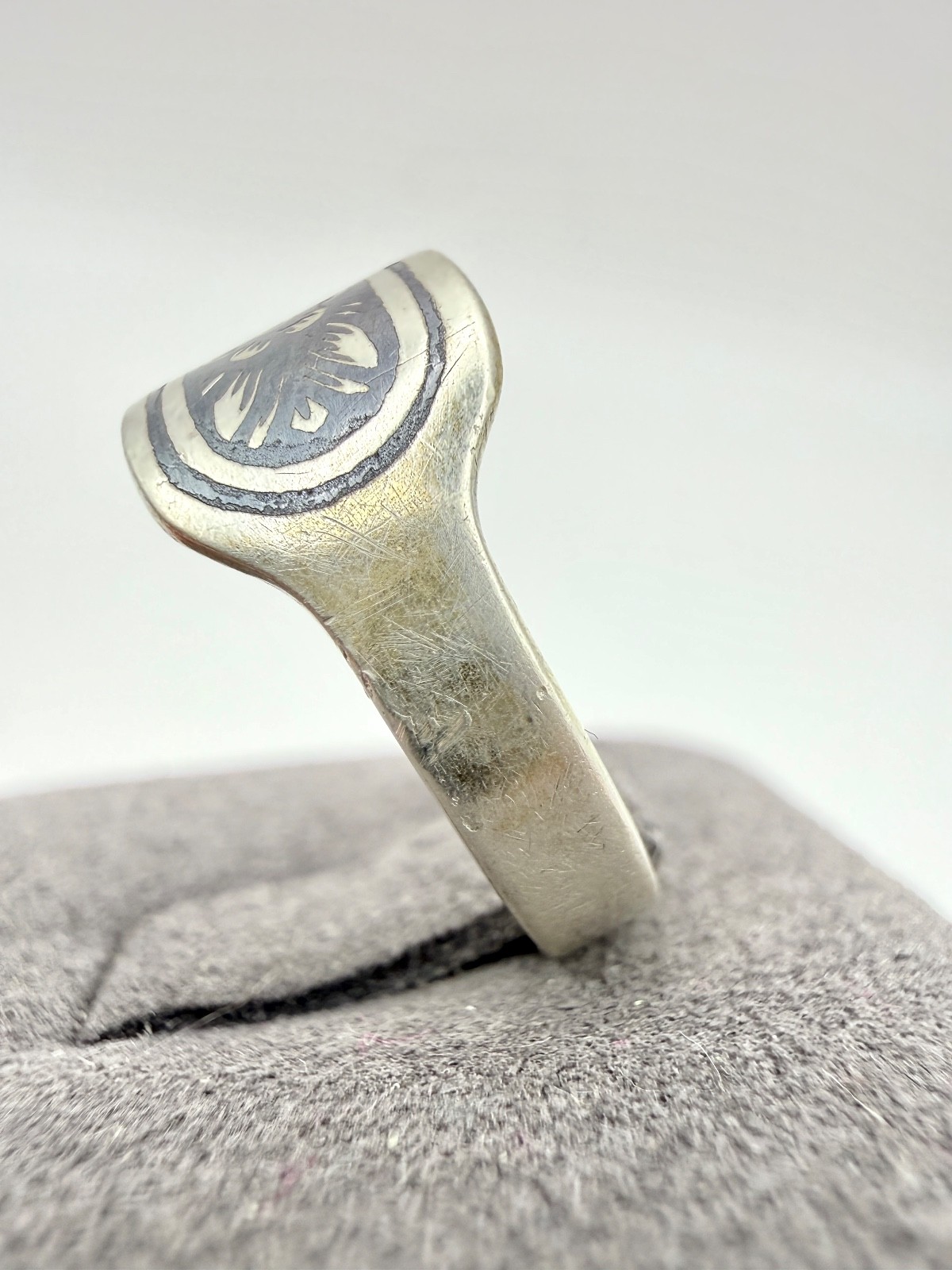 Vintage Ring with niello Sterling Silver 875 USSR time Women Jewelry size 7,5.