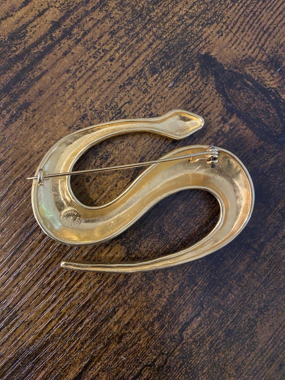 Robert Lee Morris Vintage 1980s Gold Plated Figural Snake Large Pin