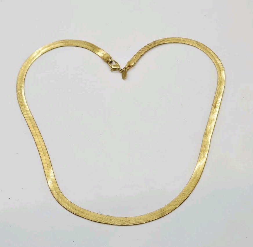Monet HERRINGBONE Necklace Gold Tone Couture 80’s Style Runway Vintage 17.5 in
