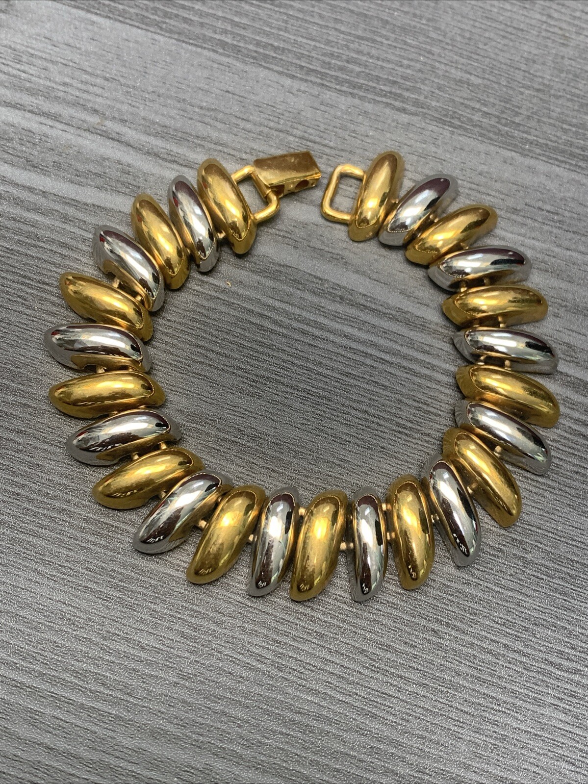 Vintage Silver Gold Tone San Marco Style Bracelet 8”