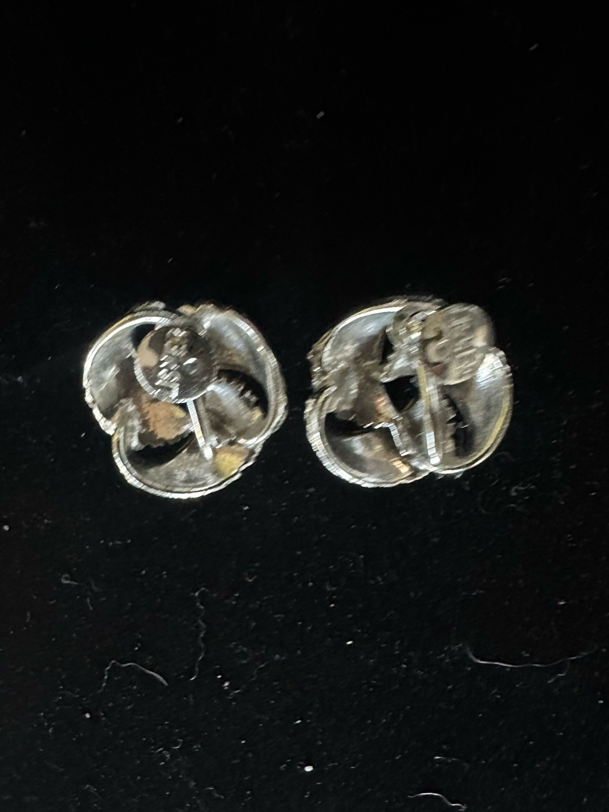 Vintage Lisner Earrings Rhodium Plated Screw Back Knot Shape