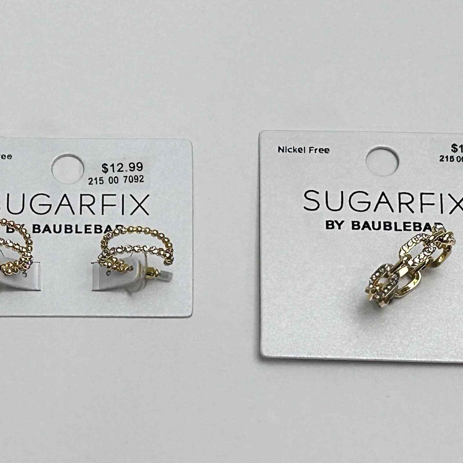 Set Of SugarFix By BaubleBar Rhinestone Hoop Earrings & Chain Link Ring Size 8
