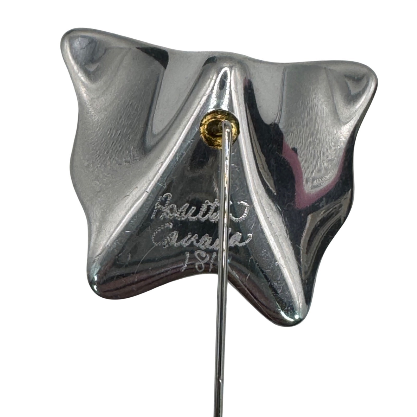 Hoselton Canada 181 Butterfly Aluminum art Sculpture stick Pin Signed Brooch 3″
