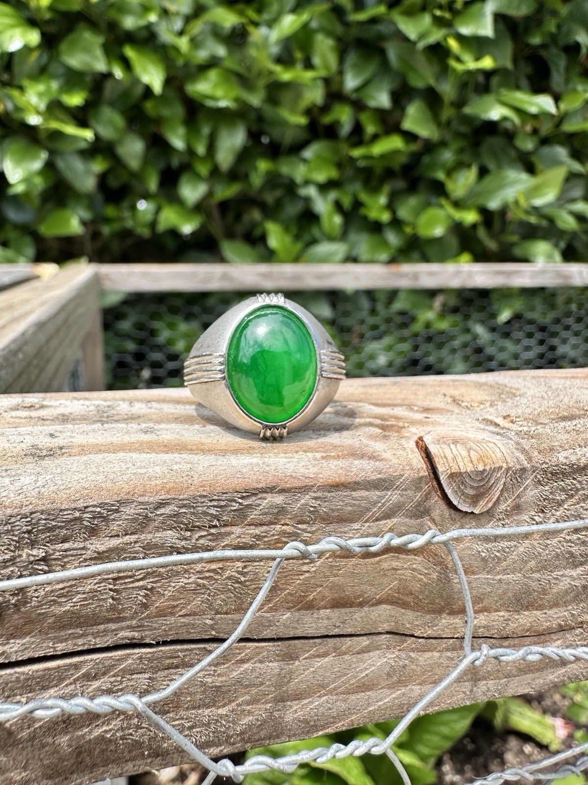 Art Deco, Translucent Vivid, Green 7.5 Carat Jadeite Platinum Ring