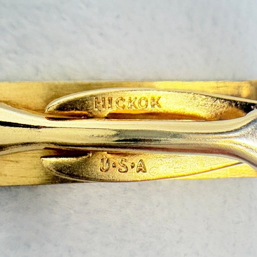 Hickok Gold‑Tone Tie Clip • Mid‑Century 1950s–60s • Made in USA