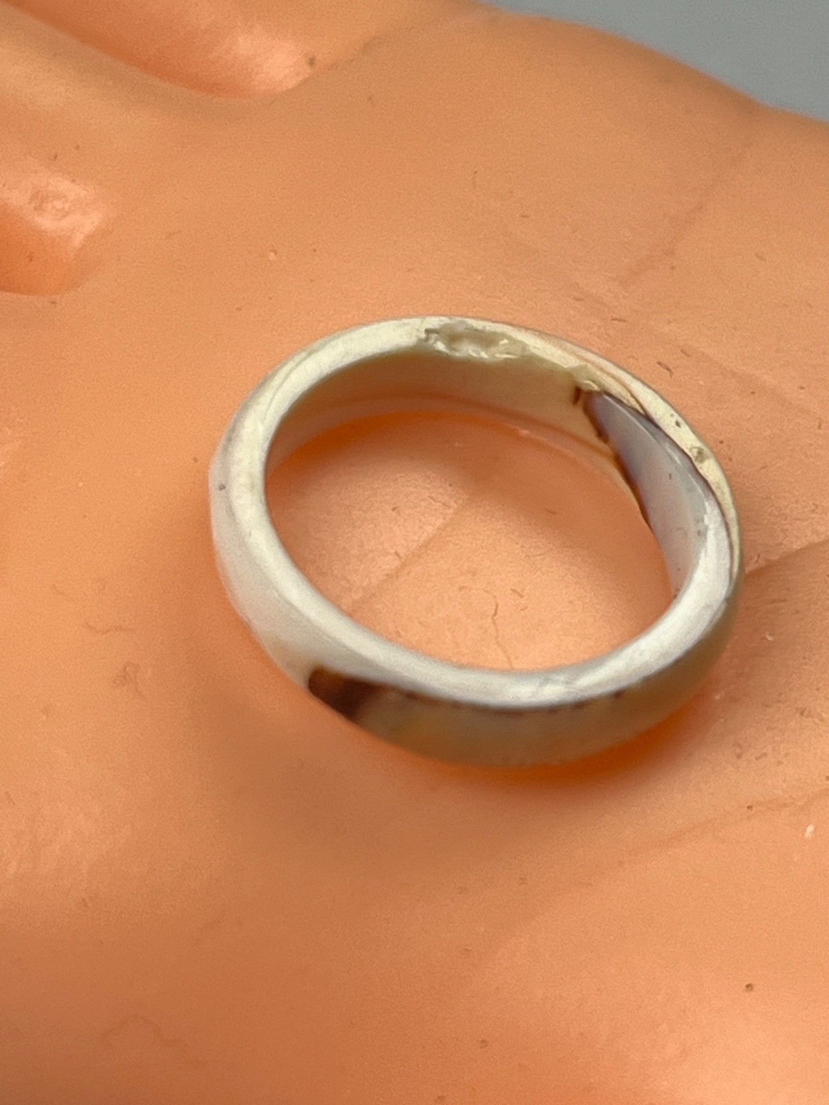 Simple Orange Cream & Flecks of Brown Seashell Stacking or Not Band Ring Size 5