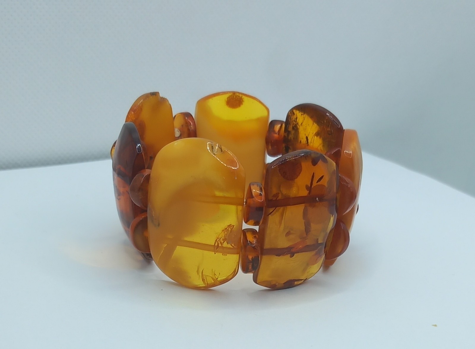 VINTAGE NATURAL NALTIC AMBER EGG BUTTERSCOTCH YOLK BRACELET 28,4gr SMALL WRIST