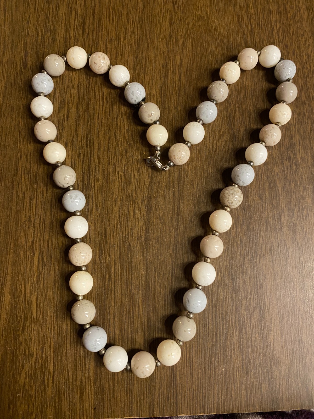 Vintage Earth Tones Ceramic Beaded Necklace 22″