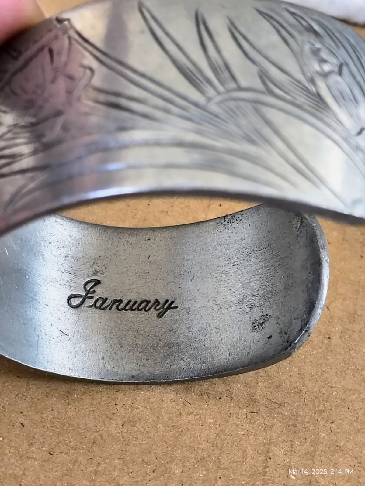January Flower Pewter Bracelet